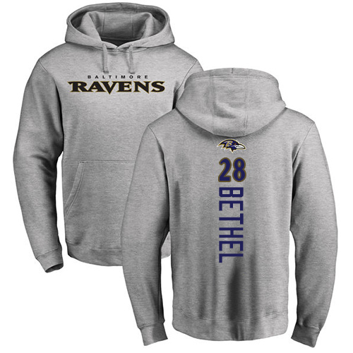 Men Baltimore Ravens Ash Justin Bethel Backer NFL Football 28 Pullover Hoodie Sweatshirt
